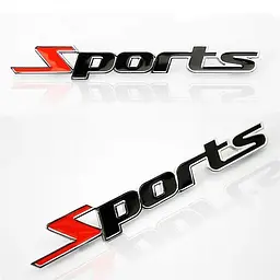 Емблема напис SPORTS 138х22 мм Чорна+Червоний на скотчі метал (Завод) - мініатюра 4