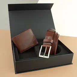 Подарунковий чоловічий набір Handycover 2511 (портмоне та ремінь) коричневий в коробці