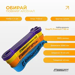 Набір двошарових резинок для підтягування EasyFit Premium 7-63 кг (4 шт) - мініатюра 3