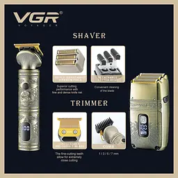 Шейвер-тример VGR V-649 Shaver Set, електробритва з насадками, чоловіча, акумуляторна, з дисплеєм - мініатюра 4