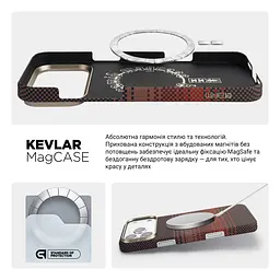 Защитный чехол для Apple iPhone 17 Pro Max, BlackIcon Kevlar MagCase, кевларовый, разноцветный, панель, накладка с поддержкой MagSafe, противоударный, защита всего корпуса, усиленные углы, совместим с беспроводной зарядкой, ArmorStandart (ARM90155) - мініатюра 8