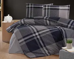 Турецька постільна білизна First Choice фланель Veldor navy blue євро - мініатюра 4