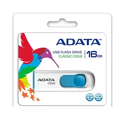 Флеш-накопичувач ADATA USB 2.0 C008 16Gb білий/блакитний - мініатюра 2