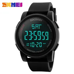 Чоловічий наручний годинник 1257BK All Black Skmei acs0030827 - мініатюра 2