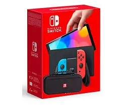 Ігрова консоль Nintendo Switch OLED model Neon Blue-Red + Чохол Deluxe Travel Case Black + Захисне скло - мініатюра 7