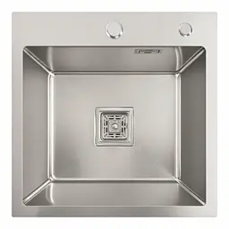 Кухонна мийка Platinum Handmade НSB 450x450x220 нержавійка (квадратний сифон.3,0/1,0), Нержавіюча сталь