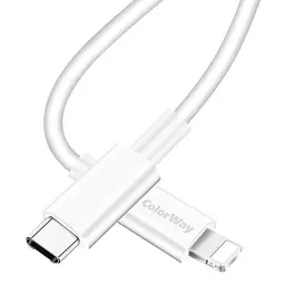 Кабель Type-C - Lightning, 1 м, білий, ColorWay, 30 Вт, 3A (CW-CBPDCL032-WH)