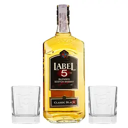 Віскі Label 5 Classic Black Blended Scotch Whisky, у подарунковій упаковці, 40%, 0,7 л + 2 склянки - мініатюра 3