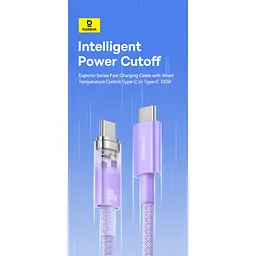 Кабель Baseus Explorer Series Fast Charging Cable with Smart Temperature Control Cable Type-C to Type-C 100W 2m P10319703411-01 Pi - мініатюра 2