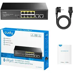 Комутатор Cudy FS1010PG, 8 портовий 10/100M PoE+ Switch with 2 Gigabit Uplink Ports 120W (FS1010PG)