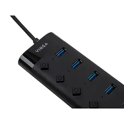 Концентратор Vinga USB3.0 to 7*USB3.0 1m cable with Switch and Power Adapter (VHA3A7B) - мініатюра 5