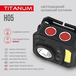 Налобний світлодіодний ліхтарик Titanum TLF-H05, 250Lm 6500K (27328-000) - мініатюра 4