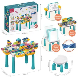 Конструктор A-Toys зі столиком та стільчиком 77 великих деталей 10351A-Q03B - мініатюра 2