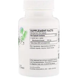 Лізин Thorne L-Lysine 60 капс - мініатюра 2