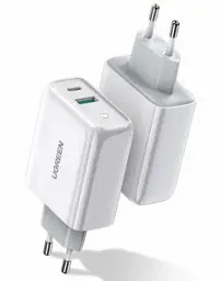 Адаптер живлення для телефону Ugreen CD170 White USB+USB Type-C Wall Charger 36W 3A - мініатюра 2