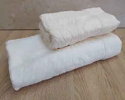 Набір турецьких махрових рушників 50х90+70х140 Gulcan Jacquard Cotton Lux Akasya Krem - мініатюра 2