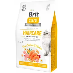 Беззерновий сухий корм для котів для здоров'я шкіри та шерсті Brit Care Cat Grain-Free Haircare Healthy & Shiny Coat із лососем та куркою 2 кг