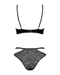Еротичний комплект під латекс зі стрепами Obsessive Bagirela 2-pcs set S/M, чорний, під леопард, бюс - мініатюра 6