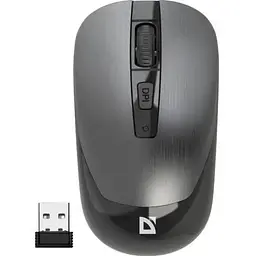Миша бездротова Defender Wave MM-995 сріблястий USB оптична сенсор PixArt 3065 800-1600 dpi 3 кнопки 1xAA (52993)