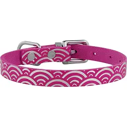 Нашийник для котів BronzeDog Barksi Classic Море шкіряний одинарний з срібним тисненням 2XS 18-25х1 см рожевий - мініатюра 2