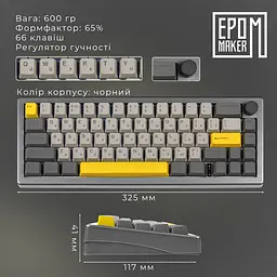Клавіатура Epomaker EK68 Flamingo Black механічна бездротова (EK68-B-F) - мініатюра 12