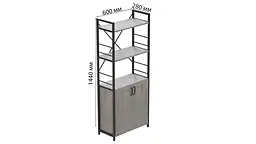 Етажерка 3/60 Ferrum-decor Серії Конект з тумбою 144x60x28 Чорний ДСП Бетон (FRD-104448) - мініатюра 3