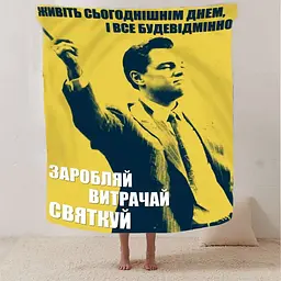 Плед плюшевий на ліжко 3D мотиваційний Заробляй витрачай святкуй №2 160х200 см - мініатюра 2