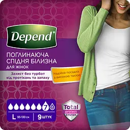 Поглинаюча урологічна нижня білизна Depend Normal для жінок L 9 шт  - мініатюра 2