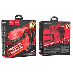 Накладні Bluetooth навушники Hoco Fun move BT headphones W30 | BT5.0, AUX / FM / TF, 8h | red - мініатюра 2