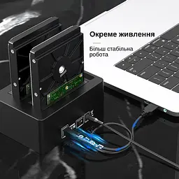Док-станція клонувальник Maiwo для двох SSD/HDD 2.5/3.5" SATA 3xUSB 3.0 (K3082H 6071) Чорна - мініатюра 5