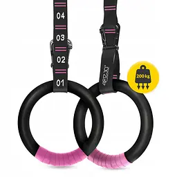 Гімнастичні кільця 4FIZJO з ABS пластику, регульовані Black/Pink (P-5905973406116) - мініатюра 11