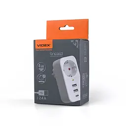 Мережевий адаптер VIDEX ONCORD з/з 1п 2.4A 2USB+USB-C White VIDEX (27697-000)