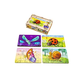 Дерев’яний дитячий пазл PuzzleOK 4 в 1 Комахи 80 елементів Puz-59557 - мініатюра 3