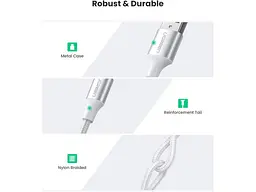 Кабель UGREEN US288 USB-A to Type-C QC3.0 18W 3m White (60409) - мініатюра 2