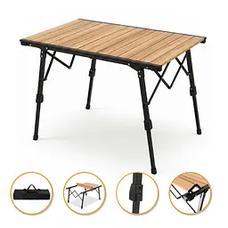 Розкладний туристичний стіл LEOBRO Pro Camp Wood Alu (LB-1063)
