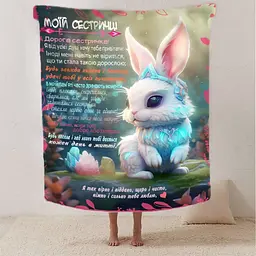 Плед плюшевий 3D зі своїми побажаннями сестрі Побажання сестричці 160х200 см