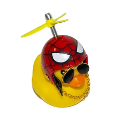 Качка в шоломі на кермо авто Шолом SpiderMan жовта качка з окулярами в торпеду Red Broken Duck - мініатюра 4