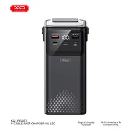 Батарея універсальна XO 80000mAh, PD/20W, QC/22,5W, Lamp, black (XO-PR287-BK) - мініатюра 4