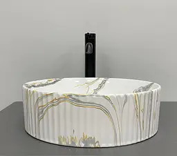 Умивальник VBI Brindisi M stains glossy накладний VBI-014103, Мрамор - мініатюра 4