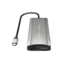Концентратор J5create USB-C 9-in-1 2xUSB 3.2 + 2xUSB-C PD + 2xHDMI 4K + DisplayPort + SD/TF + RJ45 1000Mbps gray (JCD397-N) - мініатюра 3