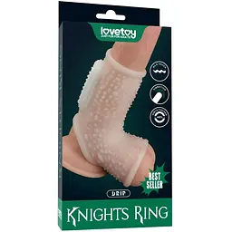 Насадка на пеніс Lovetoy Vibrating Drip Knights Ring with Scrotum Sleeve 13 см білий