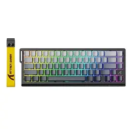Ігрова магнітна клавіатура ATTACK SHARK X68 HE,RGB,Rapid Trigger, Темно-сірий