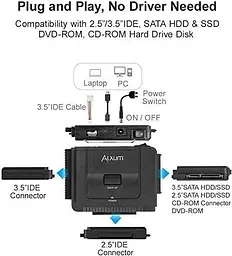 Адаптер Alxum SATA/IDE на USB 3.0 для підключення HDD та SSD 2.5"/3.5" - мініатюра 2