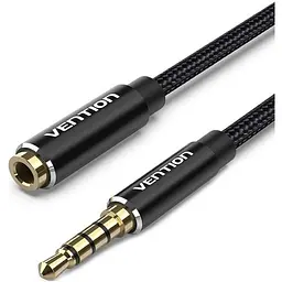 Кабель мультимедійний 3.5mm M to 3.5mm F 1.0m black Vention (BHBBF)