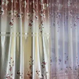 Атласні штори з квітами коричневого кольору 150х270 з тюлистом батистовим 400х270 на тасьме ALBO pbe0052641 - мініатюра 6