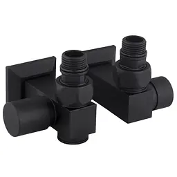 Набір кран вентильний кутовий з американкою Solomon LUX 1/2″Cube Black 8888_ТЕН (1уп)