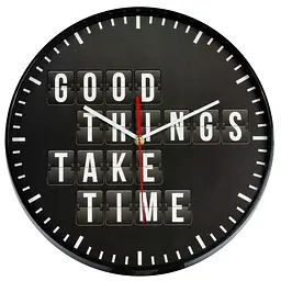Годинник настінний Technoline 775485 Good Things Take Time (775485), Чорний