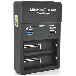 Зарядний пристрій для акумуляторів Liitokala 2 Slots, USB1/QC/3.0, USB2/2.4A, NiMHC(R14)/SC/AA/AAA/17670, Li-ion10440...26650 (Lii-TR2000)