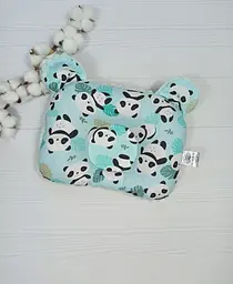 Дитяча ортопедична подушка 24×32 для новонароджених a.l.babybox Панди в листі М'ятний