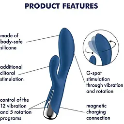 Вібратор-кролик Satisfyer Spinning Rabbit 1 Blue - мініатюра 7